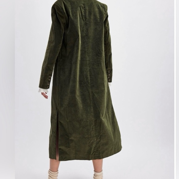 Free People Green Quilted Long Blazer with Stand-Up Collar - Picture 3 of 3